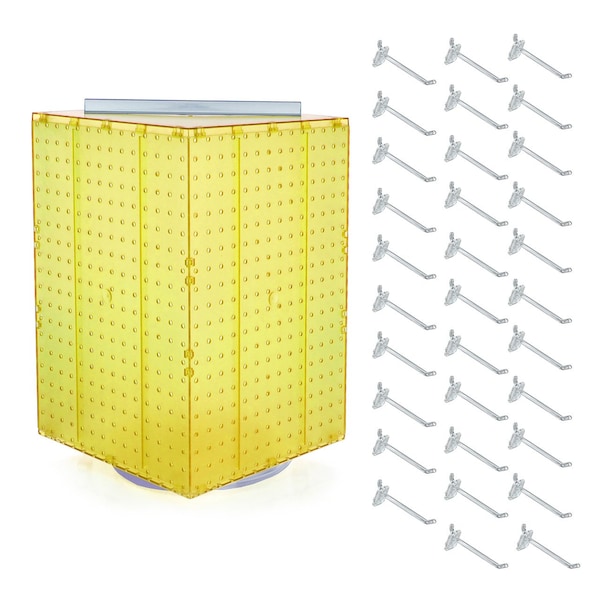 Four-Sided Revolving 14''W x 20''H Pegboard Counter Display w/ 32 4'' Hooks